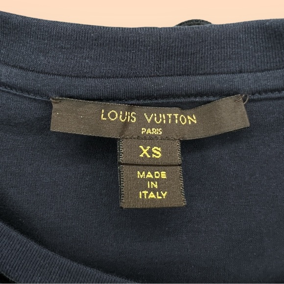 AUTHENTIC Louis Vuitton Embellished Neckline Women’s Navy T Shirt - Extra Small - Picture 6 of 6